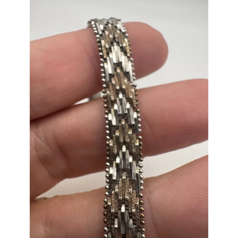 Vintage Milor Bracelet Italy Sterling Silver Riccio Chevron Link 925